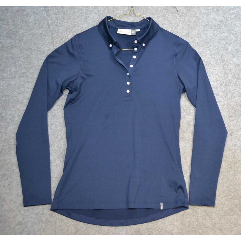 KJUS Polo Shirt Womens Small Blue Long Sleeve Golf Scotscraig UPF 50+ Stretch